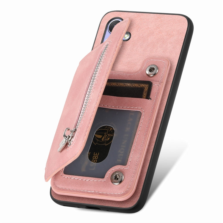 For Huawei nova 12 / 13 Retro MagSafe Zipper Wallet Card Bag Back Phone Case(Pink) - Huawei Cases by PMC TechLife | Online Shopping South Africa | PMC TechLife | Buy Now Pay Later Mobicred