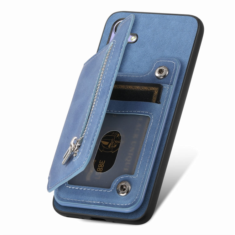 For Huawei nova 13 Pro Retro MagSafe Zipper Wallet Card Bag Back Phone Case(Blue) - Huawei Cases by PMC TechLife | Online Shopping South Africa | PMC TechLife | Buy Now Pay Later Mobicred
