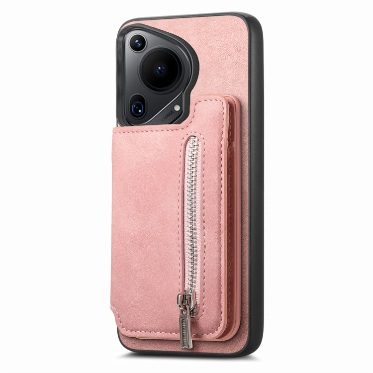 For Huawei nova 13 Pro Retro MagSafe Zipper Wallet Card Bag Back Phone Case(Pink) - free shipping - PMC TechLife - Order now!