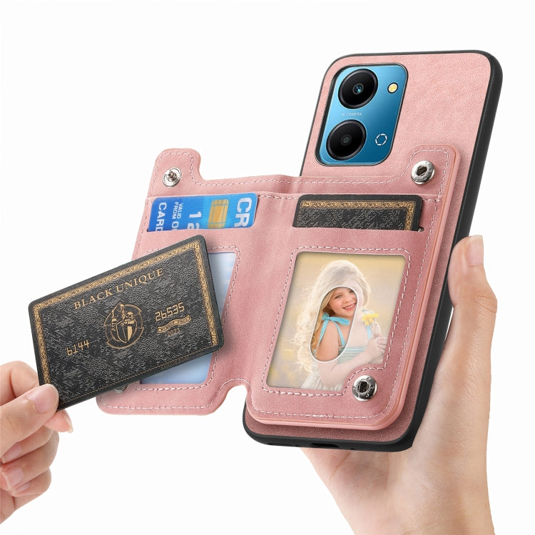 For Honor Play 50 Plus 5G Retro MagSafe Zipper Wallet Card Bag Back Phone Case(Pink) - Honor Cases by PMC TechLife | Online Shopping South Africa | PMC TechLife | Buy Now Pay Later Mobicred