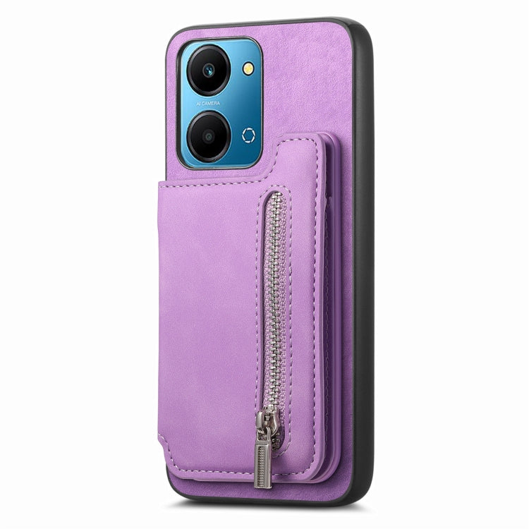 For Honor Play 50 Plus 5G Retro MagSafe Zipper Wallet Card Bag Back Phone Case(Purple) - free shipping - PMC TechLife - Order now!