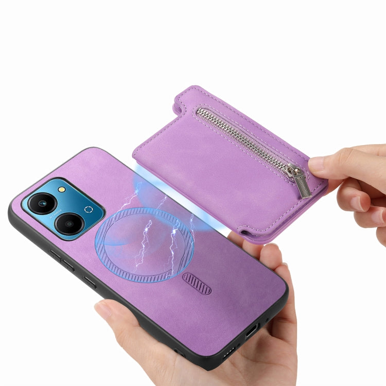 For Honor Play 50 Plus 5G Retro MagSafe Zipper Wallet Card Bag Back Phone Case(Purple) - free shipping - PMC TechLife - Order now!