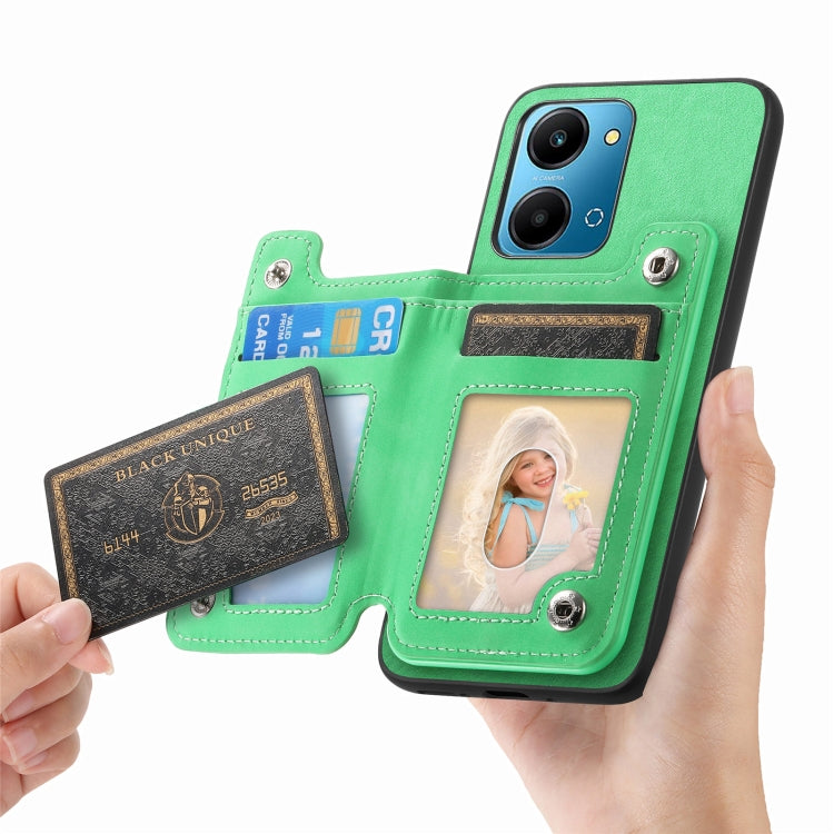 For Honor Play 50 Plus 5G Retro MagSafe Zipper Wallet Card Bag Back Phone Case(Green) - Honor Cases by PMC TechLife | Online Shopping South Africa | PMC TechLife | Buy Now Pay Later Mobicred