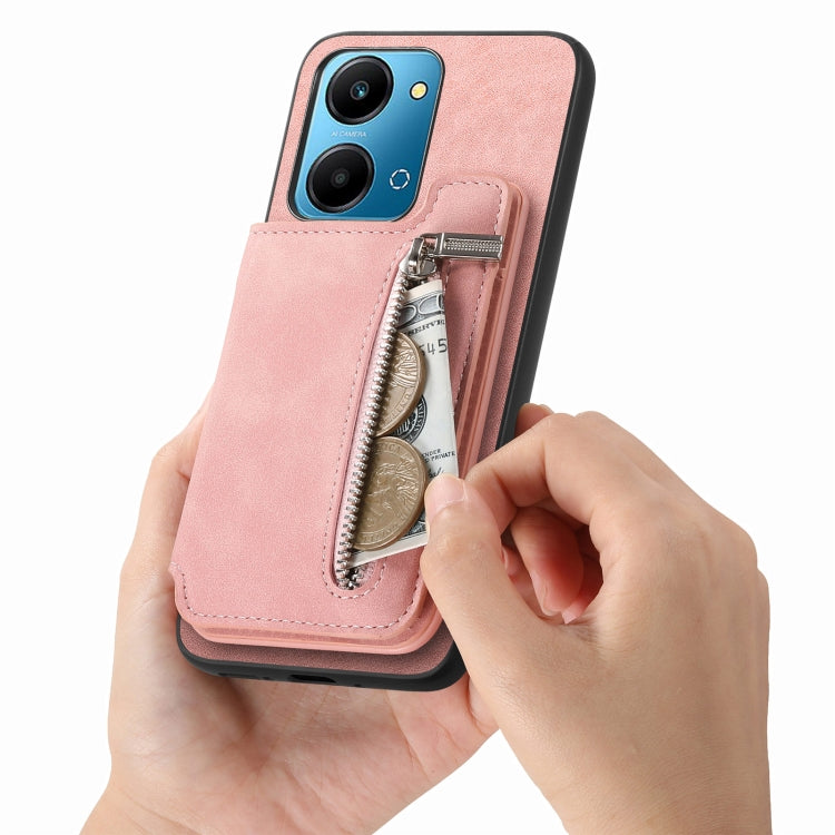 For Honor X50i Retro MagSafe Zipper Wallet Card Bag Back Phone Case(Pink) - Honor Cases by PMC TechLife | Online Shopping South Africa | PMC TechLife | Buy Now Pay Later Mobicred