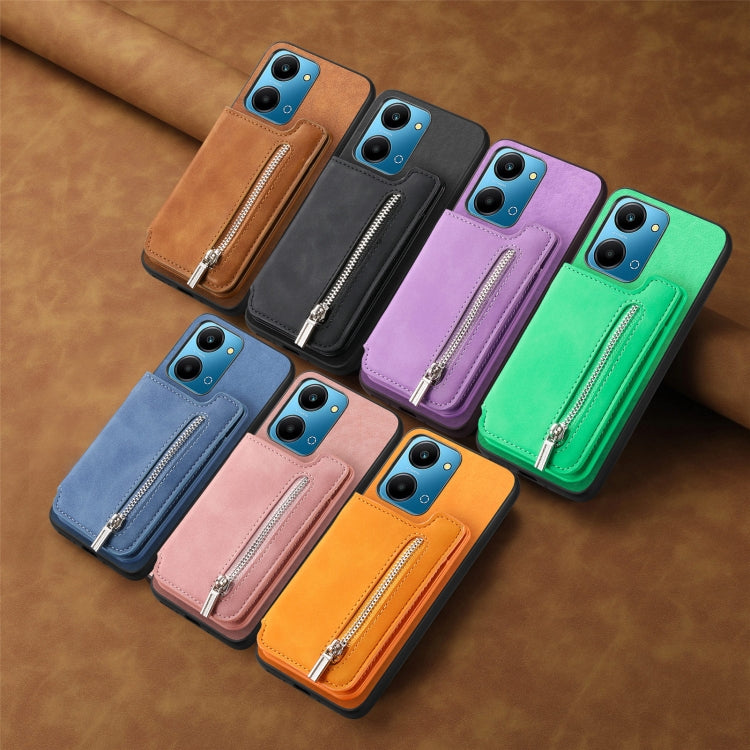 For Honor X50i+ Retro MagSafe Zipper Wallet Card Bag Back Phone Case(Yellow) - Honor Cases by PMC TechLife | Online Shopping South Africa | PMC TechLife | Buy Now Pay Later Mobicred