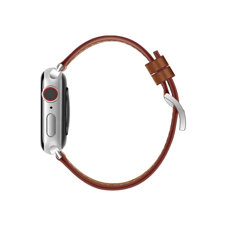 For Apple Watch 46mm / 49mm / 45mm / 44mm Classic Connector Buckle Slim Cow Real Leather Watch Band(Black) - Watch Bands by PMC TechLife | Online Shopping South Africa | PMC TechLife | Buy Now Pay Later Mobicred