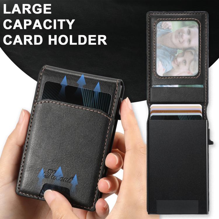 For Samsung Galaxy S25 5G Suteni H19 Oil Wax 2-in-1 MagSafe Removable Card Box Back Phone Case(Black) - Galaxy S25 5G Cases by Suteni | Online Shopping South Africa | PMC TechLife | Buy Now Pay Later Mobicred