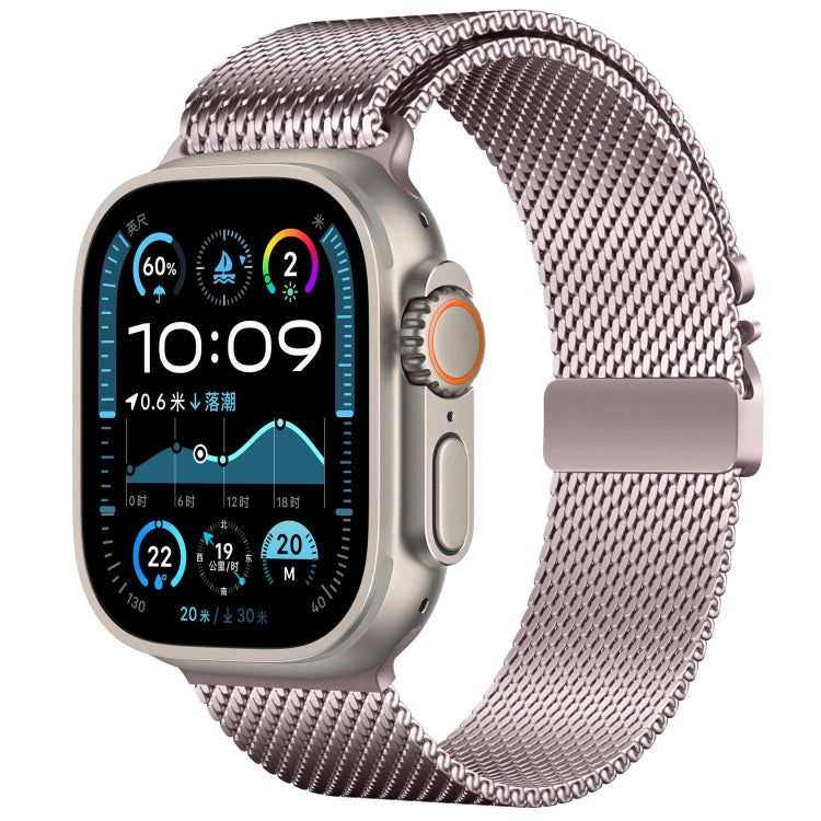 For Apple Watch 46mm / 49mm / 45mm / 44mm Umbrella Buckle Think Milanese Plate Stainless Steel Paracord Buckle Watch Band(Pink) - free shipping - PMC TechLife - Order now!