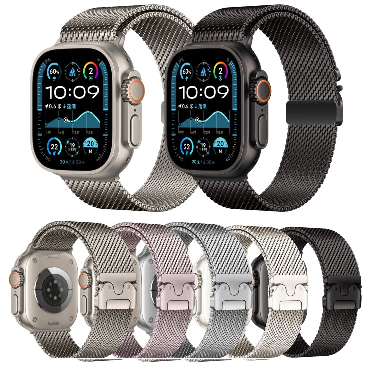 For Apple Watch 42mm / 41mm / 40mm / 38mm Umbrella Buckle Think Milanese Plate Stainless Steel Paracord Buckle Watch Band(Black) - free shipping - PMC TechLife - Order now!