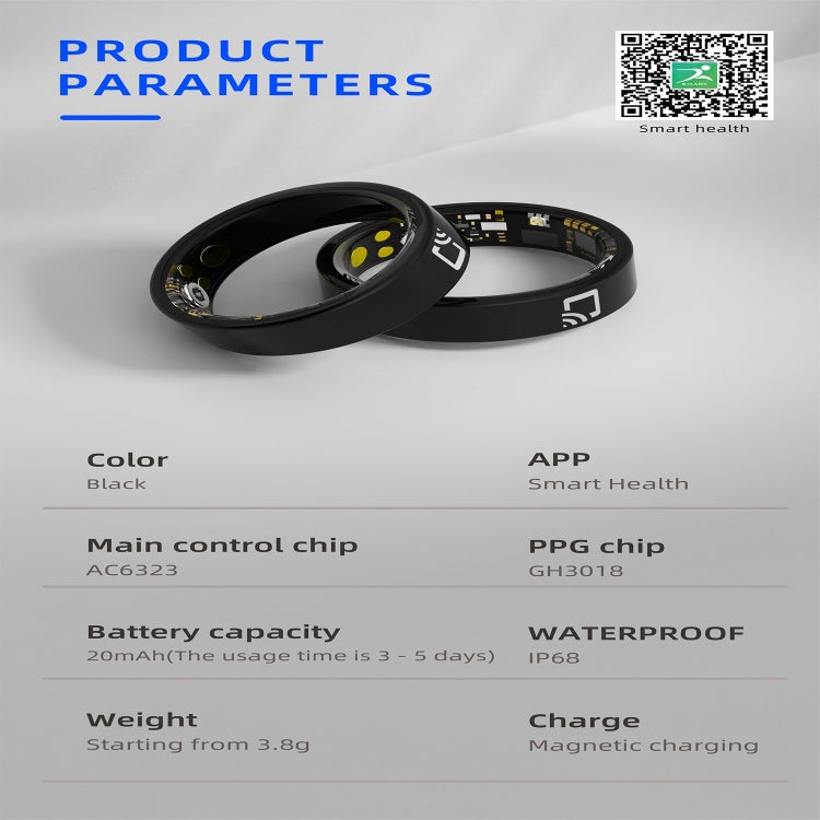 R20 SIZE 12 Smart Ring, Support Heart Rate / Blood Oxygen / Sleep Monitoring / Multiple Sports Modes(Black) - Smart Rings / Smart Telephones by PMC TechLife | Online Shopping South Africa | PMC TechLife | Buy Now Pay Later Mobicred