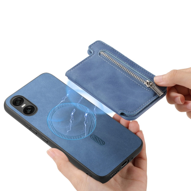 For Sony Xperia 1 VI Retro MagSafe Zipper Wallet Card Bag Back Phone Case(Blue) - free shipping - PMC TechLife - Order now!