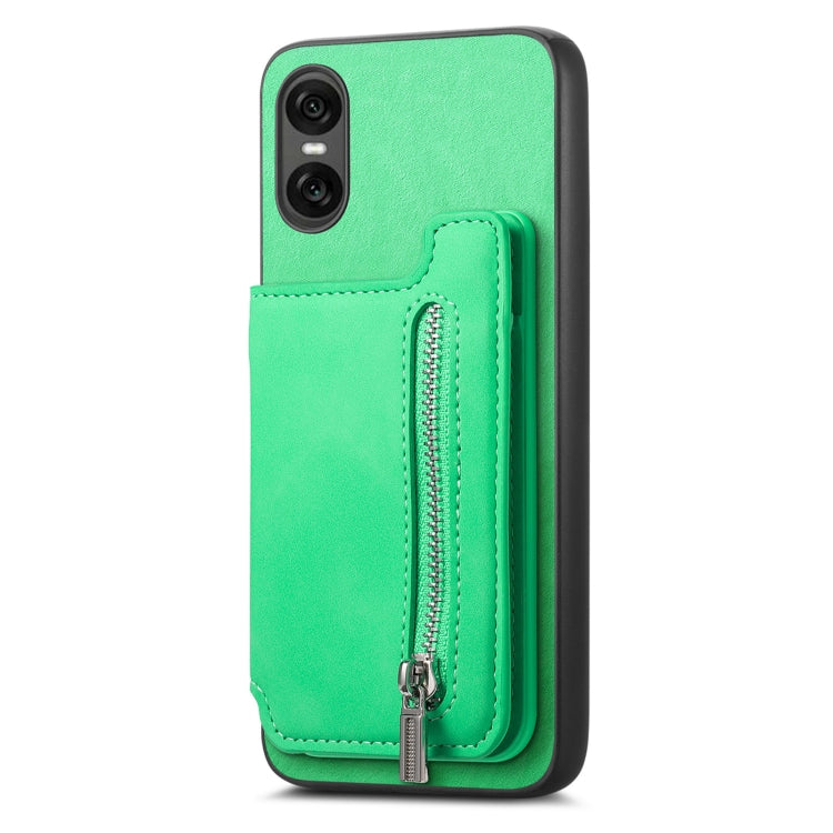 For Sony Xperia 1 VI Retro MagSafe Zipper Wallet Card Bag Back Phone Case(Green) - Sony Cases by PMC TechLife | Online Shopping South Africa | PMC TechLife | Buy Now Pay Later Mobicred