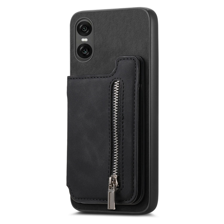 For Sony Xperia 1 VI Retro MagSafe Zipper Wallet Card Bag Back Phone Case(Black) - free shipping - PMC TechLife - Order now!