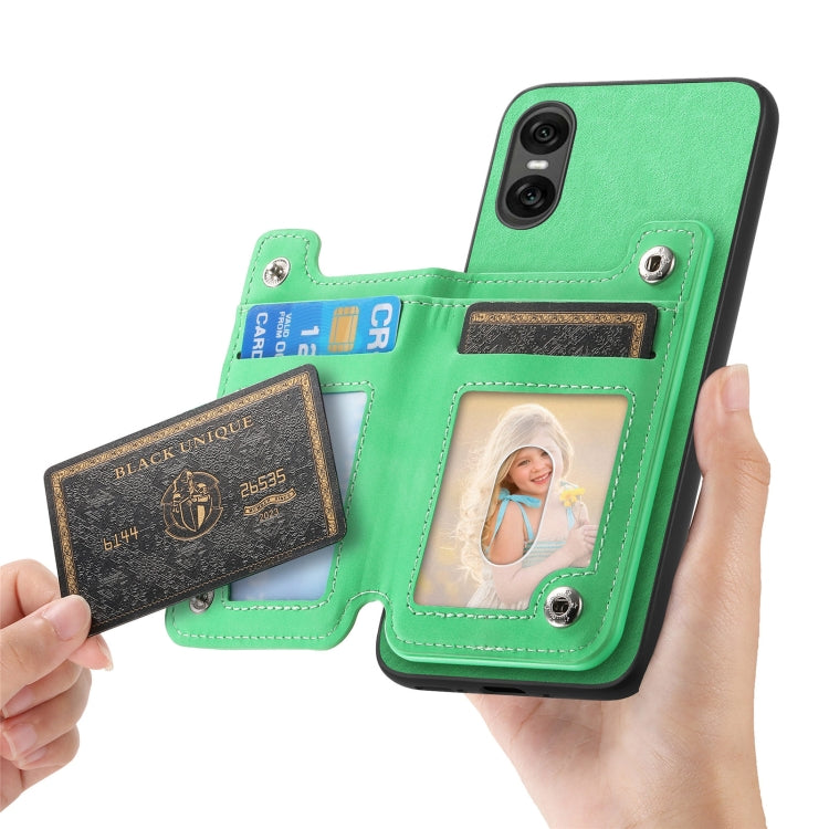 For Sony Xperia 10 VI Retro MagSafe Zipper Wallet Card Bag Back Phone Case(Green) - Sony Cases by PMC TechLife | Online Shopping South Africa | PMC TechLife | Buy Now Pay Later Mobicred