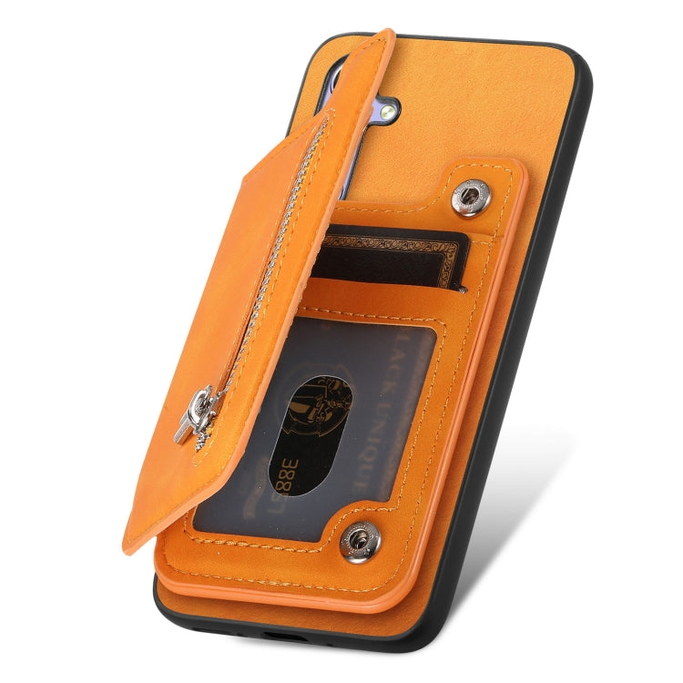 For Sony Xperia 5 V Retro MagSafe Zipper Wallet Card Bag Back Phone Case(Yellow) - free shipping - PMC TechLife - Order now!
