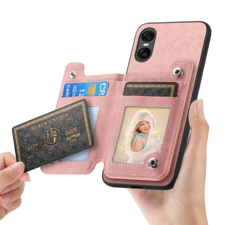 For Sony Xperia 10 V Retro MagSafe Zipper Wallet Card Bag Back Phone Case(Pink) - Sony Cases by PMC TechLife | Online Shopping South Africa | PMC TechLife | Buy Now Pay Later Mobicred