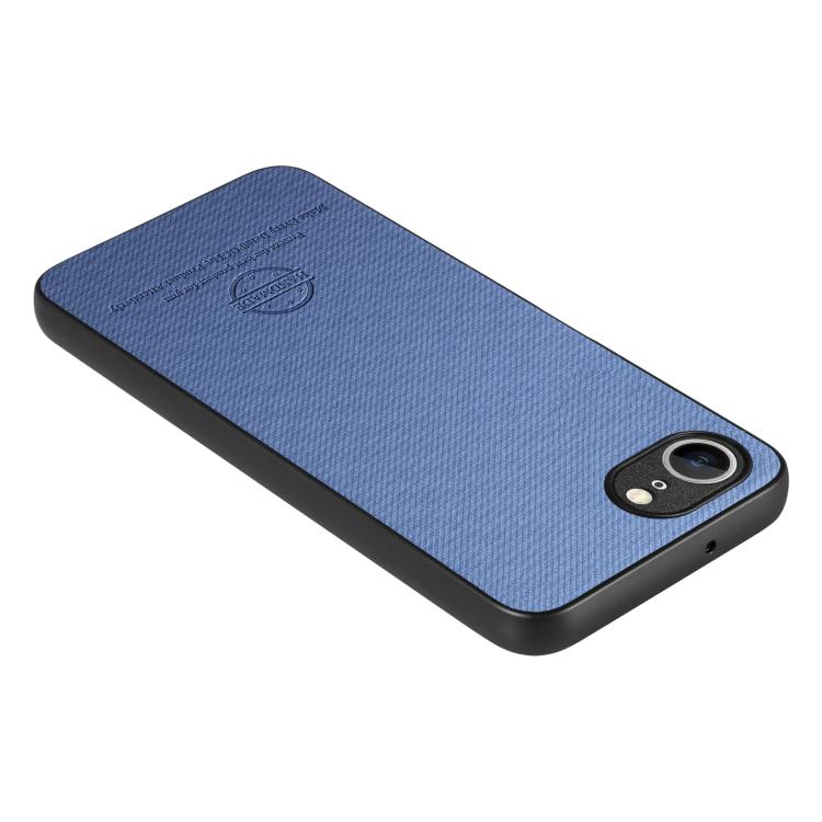 For iPhone 16e Twill Fabric Leather Skin Back Phone Case(Blue) - iPhone 16e Cases by PMC TechLife | Online Shopping South Africa | PMC TechLife | Buy Now Pay Later Mobicred