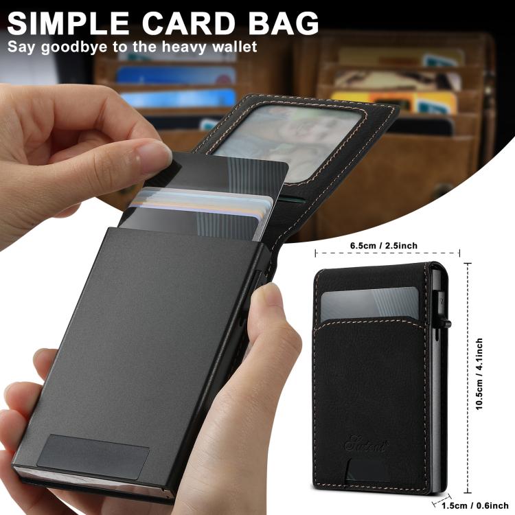 For Samsung Galaxy S25 Ultra 5G Suteni H19 Litchi Texture 2-in-1 MagSafe Removable Card Case Back Phone Case(Black) - Galaxy S25 Ultra 5G Cases by Suteni | Online Shopping South Africa | PMC TechLife | Buy Now Pay Later Mobicred