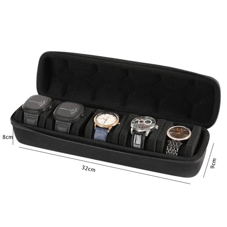 Portable 5 Watch Position Zipper Display Storage Box Hard Case - free shipping - PMC TechLife - Order now!