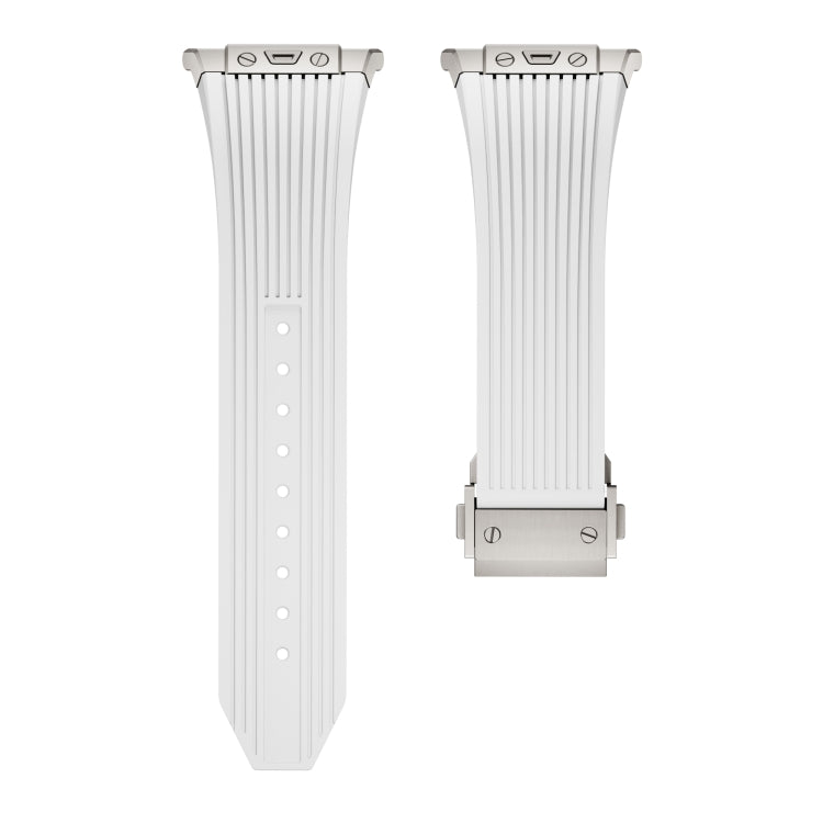 For Samsung Galaxy Watch Ultra 47mm Titanium Connector Silver Buckle Silicone Watch Band(Black) - free shipping - PMC TechLife - Order now!