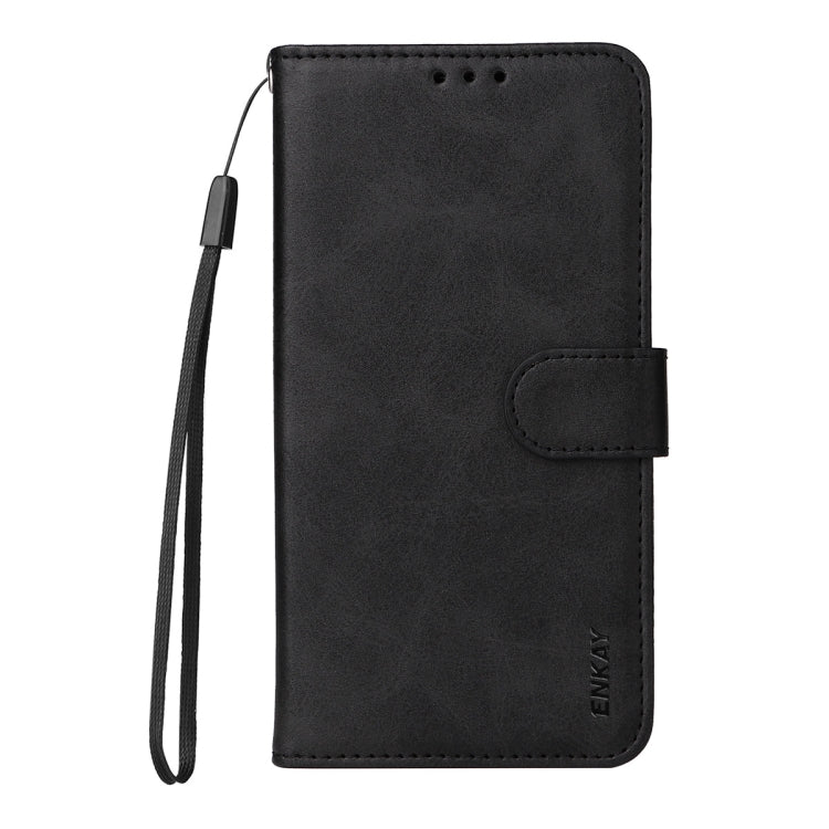 For Samsung Galaxy S25+ 5G ENKAY Card Wallet Calf Texture Leather Phone Case with Screen Film(Black) - Galaxy S25+ 5G Cases by ENKAY | Online Shopping South Africa | PMC Jewellery | Buy Now Pay Later Mobicred