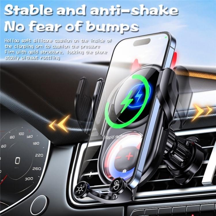 D1 Devil Design Air Vent Mount Phone Holder Stand 15W Car Wireless Charger(White) - Car Charger by PMC TechLife | Online Shopping South Africa | PMC TechLife | Buy Now Pay Later Mobicred