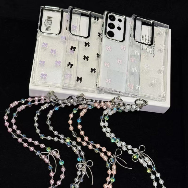 For Samsung Galaxy S25 Ultra 5G Little Fresh Bow Neck Chain TPU Phone Case(White) - Galaxy S25 Ultra 5G Cases by PMC Jewellery | Online Shopping South Africa | PMC Jewellery | Buy Now Pay Later Mobicred