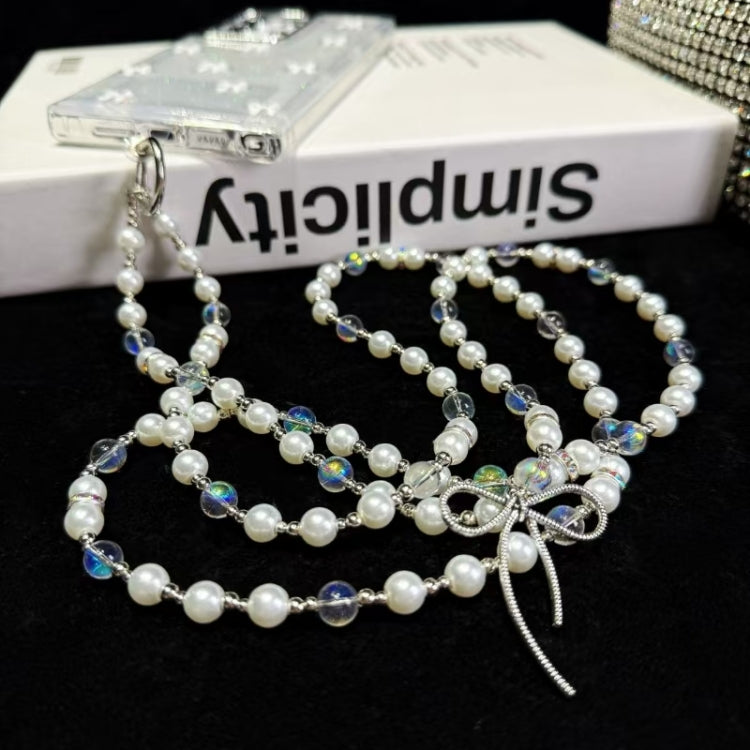 For Samsung Galaxy S25 5G Little Fresh Bow Neck Chain TPU Phone Case(White) - Galaxy S25 5G Cases by PMC Jewellery | Online Shopping South Africa | PMC Jewellery | Buy Now Pay Later Mobicred