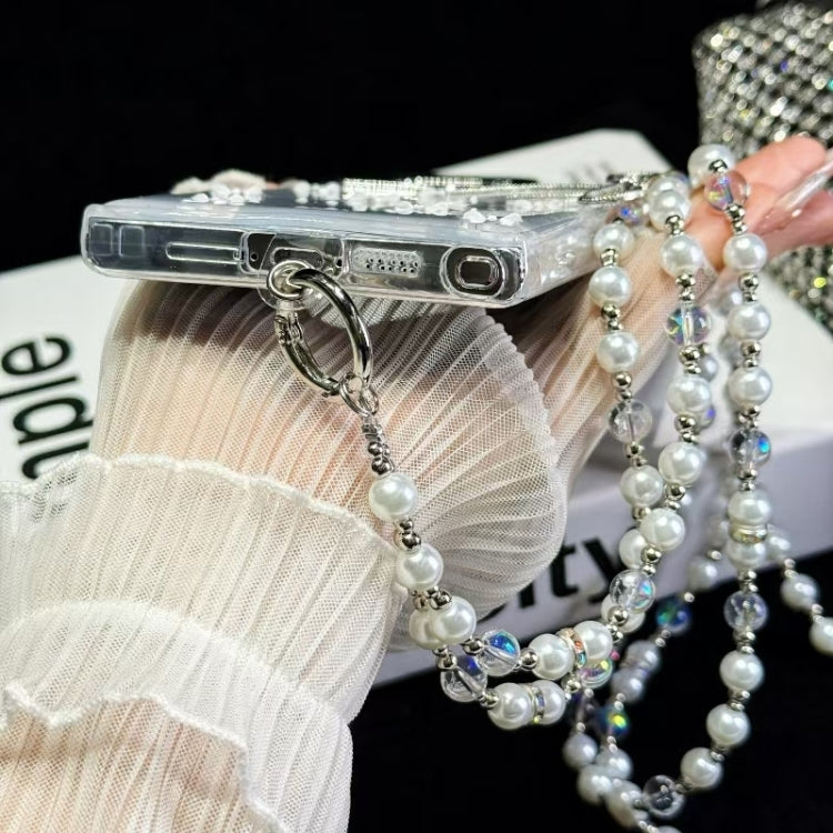 For Samsung Galaxy S25+ 5G Little Fresh Bow Neck Chain TPU Phone Case(White) - Galaxy S25+ 5G Cases by PMC Jewellery | Online Shopping South Africa | PMC Jewellery | Buy Now Pay Later Mobicred