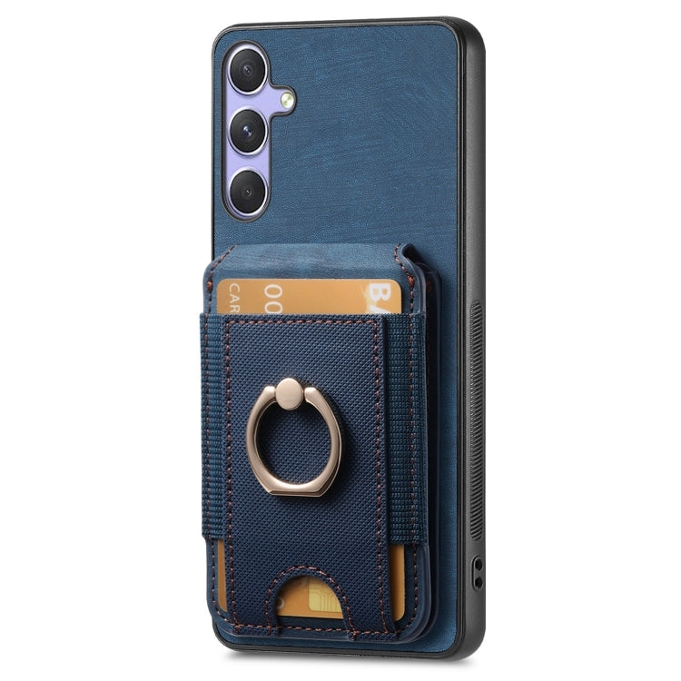 For Samsung Galaxy S25 5G Retro Splitable Magnetic Stand Card Bag Leather Phone Case(Blue) - Galaxy S25 5G Cases by PMC Jewellery | Online Shopping South Africa | PMC Jewellery | Buy Now Pay Later Mobicred