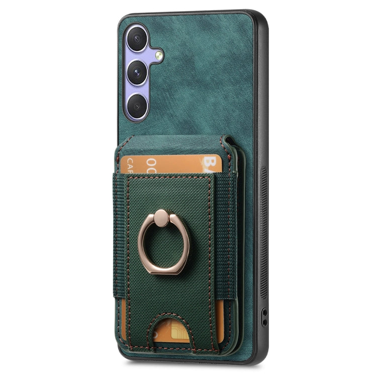 For Samsung Galaxy S25 5G Retro Splitable Magnetic Stand Card Bag Leather Phone Case(Green) - Galaxy S25 5G Cases by PMC Jewellery | Online Shopping South Africa | PMC Jewellery | Buy Now Pay Later Mobicred