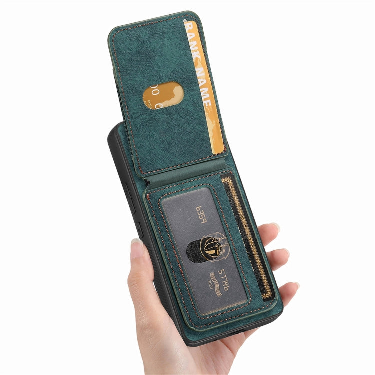 For Samsung Galaxy S25 5G Retro Splitable Magnetic Stand Card Bag Leather Phone Case(Green) - Galaxy S25 5G Cases by PMC Jewellery | Online Shopping South Africa | PMC Jewellery | Buy Now Pay Later Mobicred