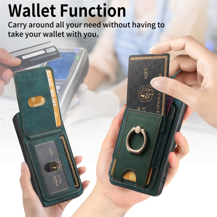 For Samsung Galaxy S25 5G Retro Splitable Magnetic Stand Card Bag Leather Phone Case(Green) - Galaxy S25 5G Cases by PMC Jewellery | Online Shopping South Africa | PMC Jewellery | Buy Now Pay Later Mobicred