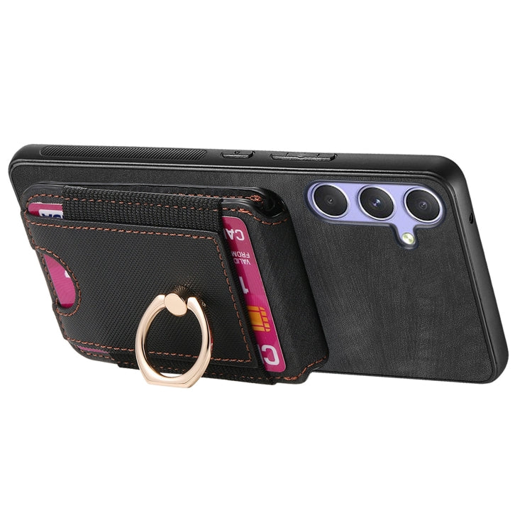 For Samsung Galaxy S25 Ultra 5G Retro Splitable Magnetic Stand Card Bag Leather Phone Case(Black) - Galaxy S25 Ultra 5G Cases by PMC Jewellery | Online Shopping South Africa | PMC Jewellery | Buy Now Pay Later Mobicred