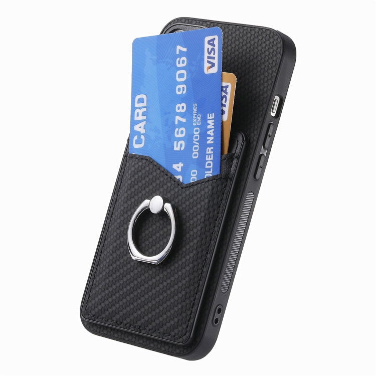 For Samsung Galaxy S25 Ultra 5G Carbon Fiber Card Wallet Ring Phone Case(Black) - free shipping - PMC Jewellery - Order now!
