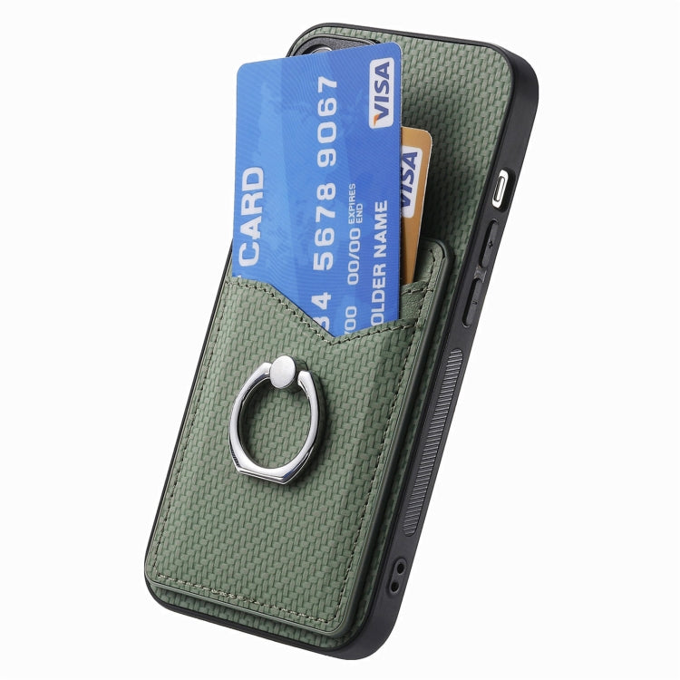 For Samsung Galaxy S25 Ultra 5G Carbon Fiber Card Wallet Ring Phone Case(Green) - Galaxy S25 Ultra 5G Cases by PMC Jewellery | Online Shopping South Africa | PMC Jewellery | Buy Now Pay Later Mobicred