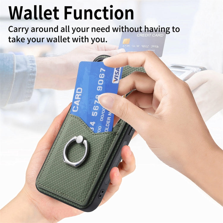 For Samsung Galaxy S25 Ultra 5G Carbon Fiber Card Wallet Ring Phone Case(Blue) - Galaxy S25 Ultra 5G Cases by PMC Jewellery | Online Shopping South Africa | PMC Jewellery | Buy Now Pay Later Mobicred