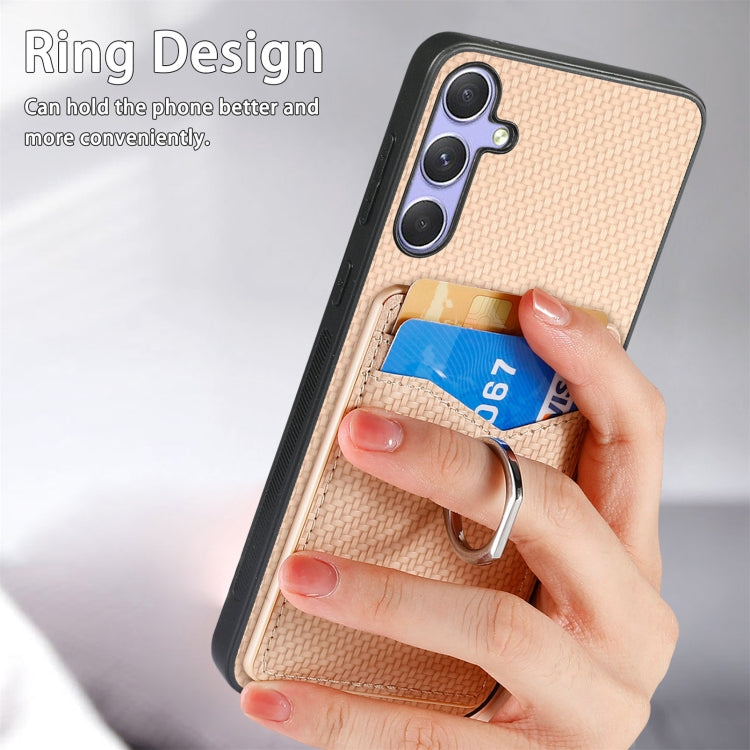 For Samsung Galaxy S25 Ultra 5G Carbon Fiber Card Wallet Ring Phone Case(Blue) - Galaxy S25 Ultra 5G Cases by PMC Jewellery | Online Shopping South Africa | PMC Jewellery | Buy Now Pay Later Mobicred