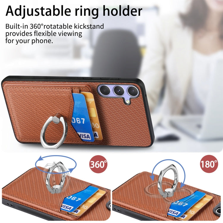 For Samsung Galaxy S25 Ultra 5G Carbon Fiber Card Wallet Ring Phone Case(Blue) - Galaxy S25 Ultra 5G Cases by PMC Jewellery | Online Shopping South Africa | PMC Jewellery | Buy Now Pay Later Mobicred