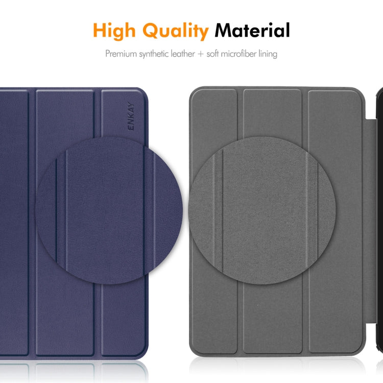 For Xiaomi Pad 7 / 7 Pro 11.2 ENKAY Tri-fold Custer Texture TPU Leather Smart Tablet Case with Pen Slot(Dark Blue) - free shipping - PMc TechLife - Order now!