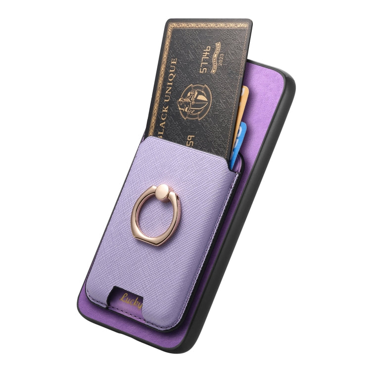 For Samsung Galaxy S25 5G Retro Cross Leather Ring Vertical Insert Card Bag MagSafe Phone Case(Purple) - Galaxy S25 5G Cases by PMC Jewellery | Online Shopping South Africa | PMC Jewellery | Buy Now Pay Later Mobicred