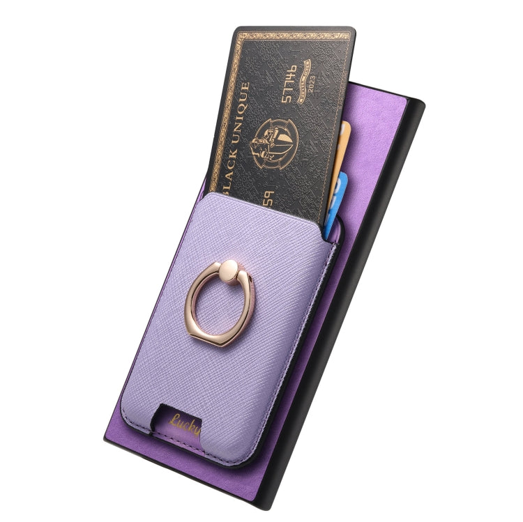 For Samsung Galaxy S25 Ultra 5G Retro Cross Leather Ring Vertical Insert Card Bag MagSafe Phone Case(Purple) - Galaxy S25 Ultra 5G Cases by PMC Jewellery | Online Shopping South Africa | PMC Jewellery | Buy Now Pay Later Mobicred
