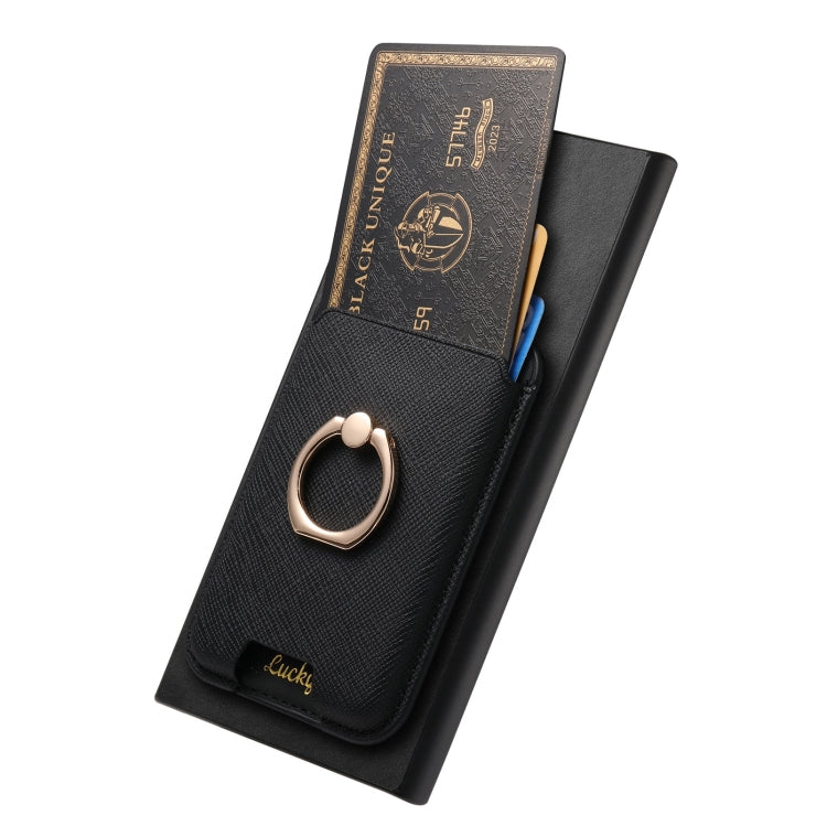 For Samsung Galaxy S25 Ultra 5G Retro Cross Leather Ring Vertical Insert Card Bag MagSafe Phone Case(Black) - Galaxy S25 Ultra 5G Cases by PMC Jewellery | Online Shopping South Africa | PMC Jewellery | Buy Now Pay Later Mobicred