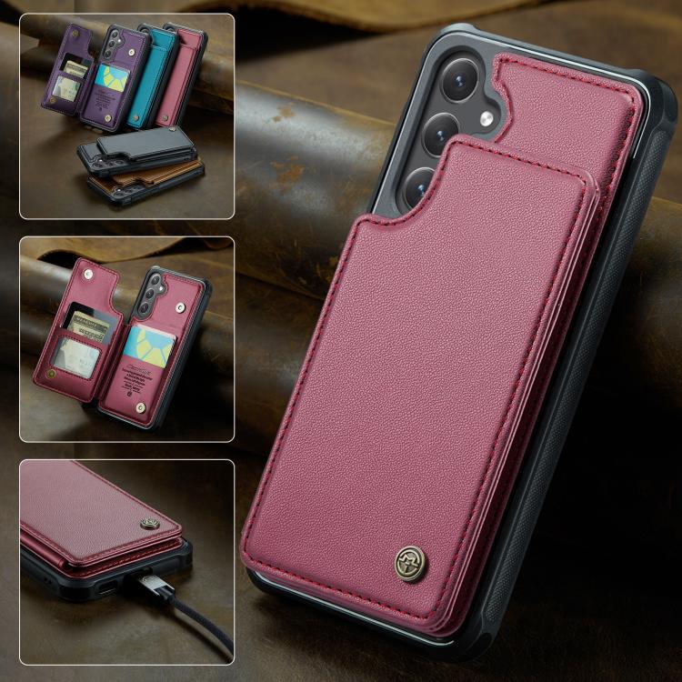 For Samsung Galaxy S25+ 5G CaseMe C22 Card Slots Holder RFID Anti-theft Phone Case(Red) - Galaxy S25+ 5G Cases by CaseMe | Online Shopping South Africa | PMC Jewellery | Buy Now Pay Later Mobicred