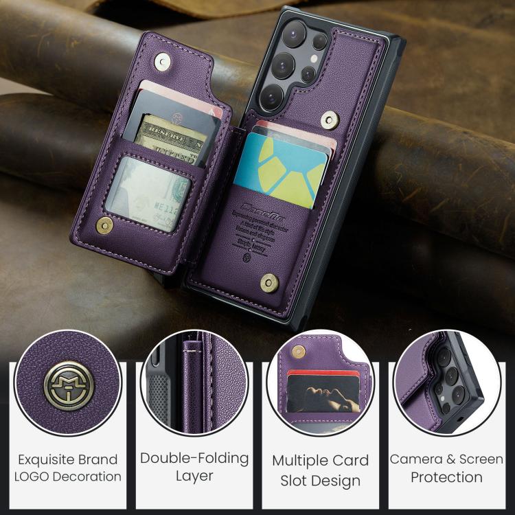 For Samsung Galaxy S25 Ultra 5G CaseMe C22 Card Slots Holder RFID Anti-theft Phone Case(Purple) - Galaxy S25 Ultra 5G Cases by CaseMe | Online Shopping South Africa | PMC Jewellery | Buy Now Pay Later Mobicred