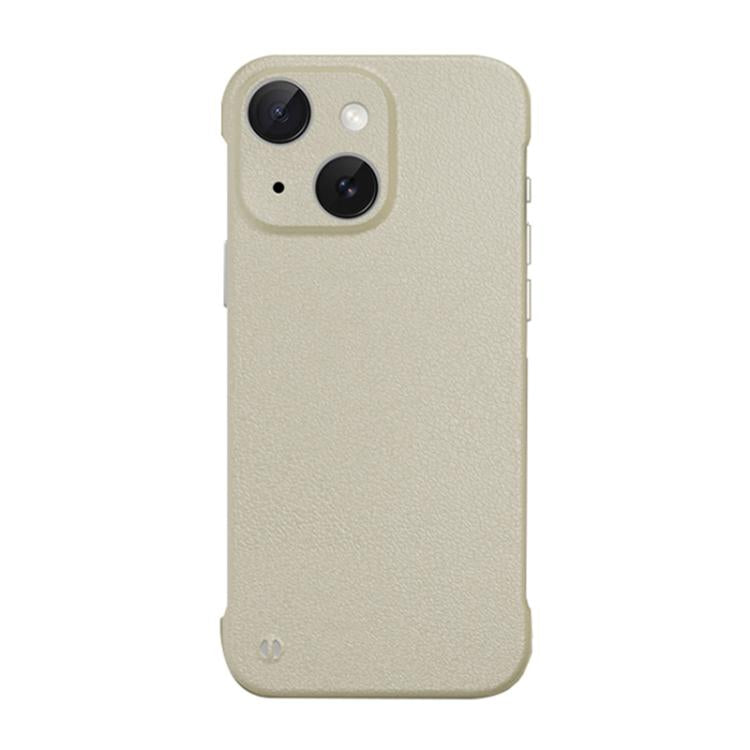For iPhone 15 Plus Frameless Litchi Texture PC Phone Case(Light Yellow) - iPhone 15 Plus Cases by PMc TechLife | Online Shopping South Africa | PMc TechLife | Buy Now Pay Later Mobicred