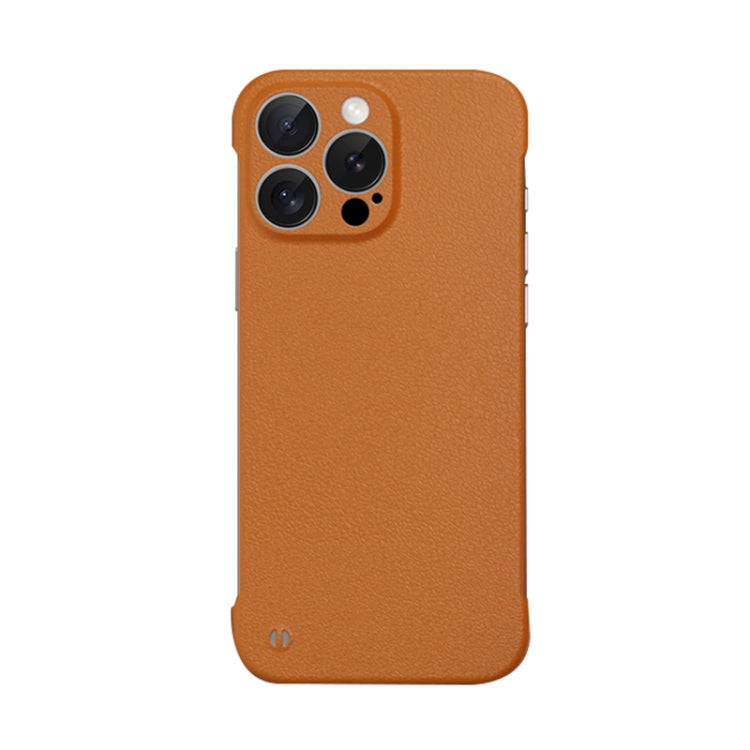 For iPhone 14 Pro Max Frameless Litchi Texture PC Phone Case(Orange) - iPhone 14 Pro Max Cases by PMc TechLife | Online Shopping South Africa | PMc TechLife | Buy Now Pay Later Mobicred