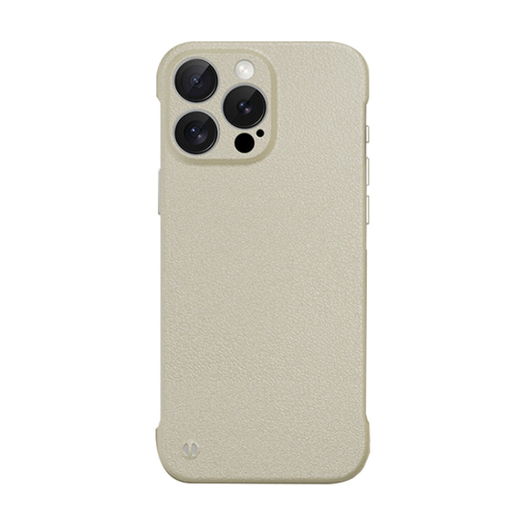 For iPhone 14 Pro Max Frameless Litchi Texture PC Phone Case(Light Yellow) - iPhone 14 Pro Max Cases by PMc TechLife | Online Shopping South Africa | PMc TechLife | Buy Now Pay Later Mobicred