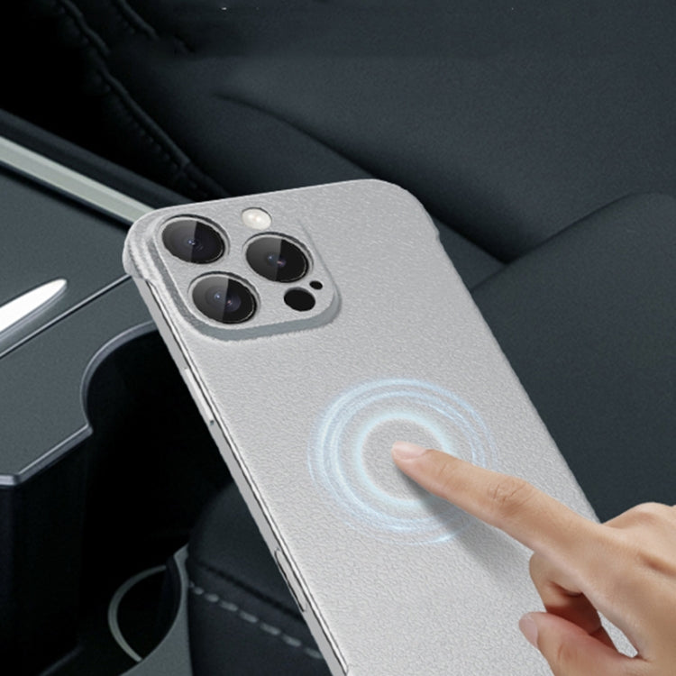 For iPhone 15 Plus Frameless Litchi Texture PC Phone Case(Titanium Silver) - iPhone 15 Plus Cases by PMc TechLife | Online Shopping South Africa | PMc TechLife | Buy Now Pay Later Mobicred