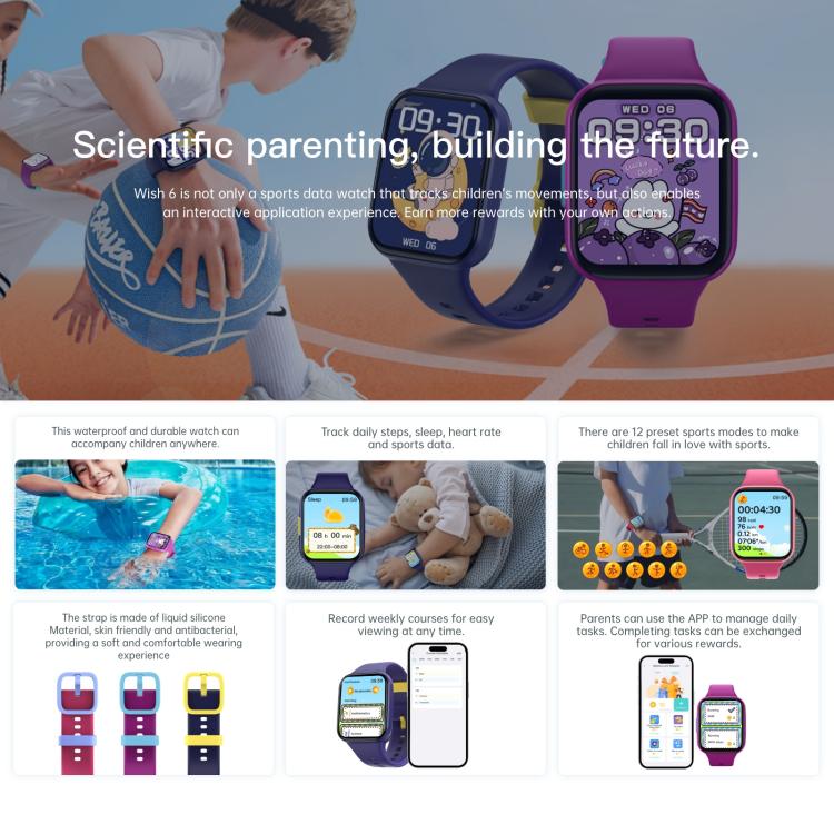 Wish 6 1.69 inch TFT Color Screen IP68 Waterproof Children Companion Smart Watch(Blue) - free shipping - PMC TechLife - Order now!